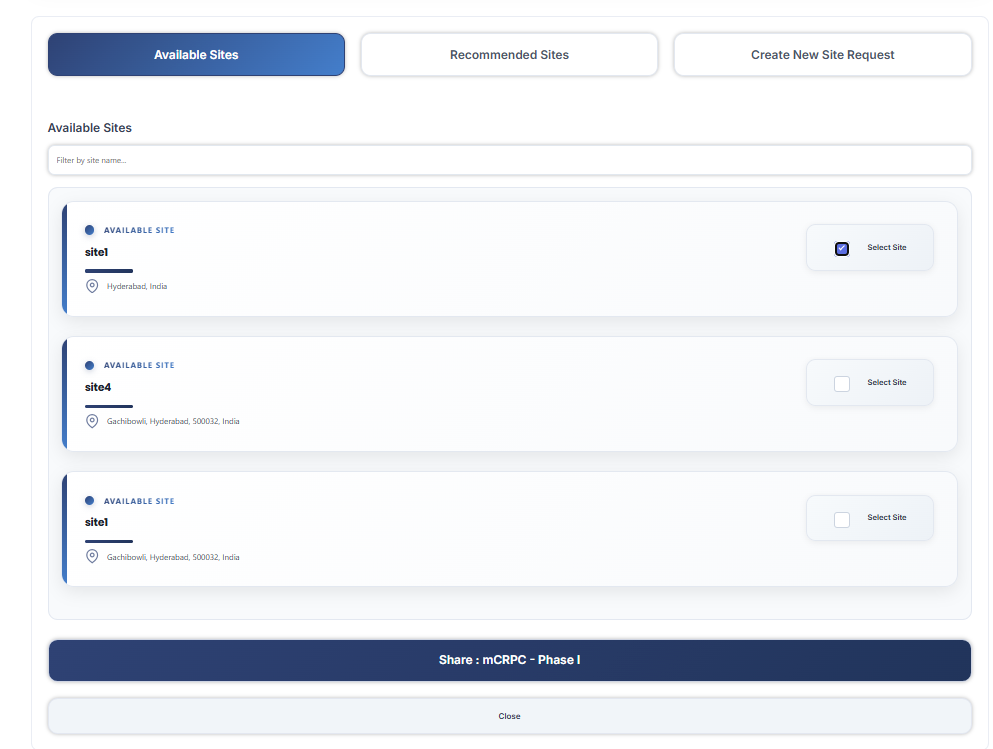 Share Protocol — Available Sites
