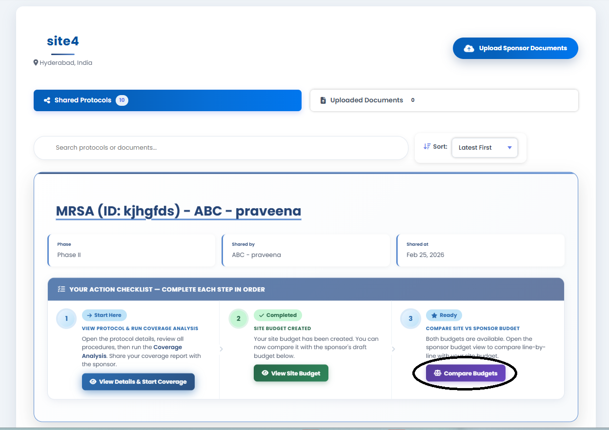 Side-by-side Budget Comparison View