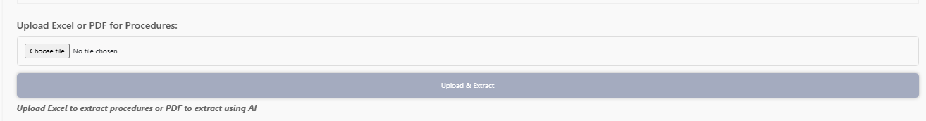 Procedure Upload Screen
