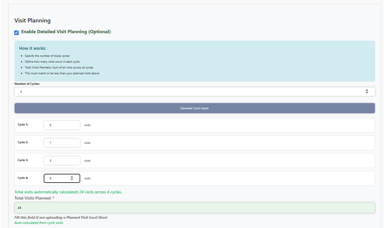 Planned Visit Configuration Options